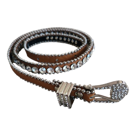 MMS Design Studio Crystal Rhinestone Studded Western Belt - Size Small - Picture 3 of 12